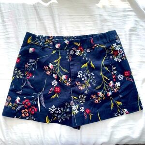 High waisted navy floral shorts
